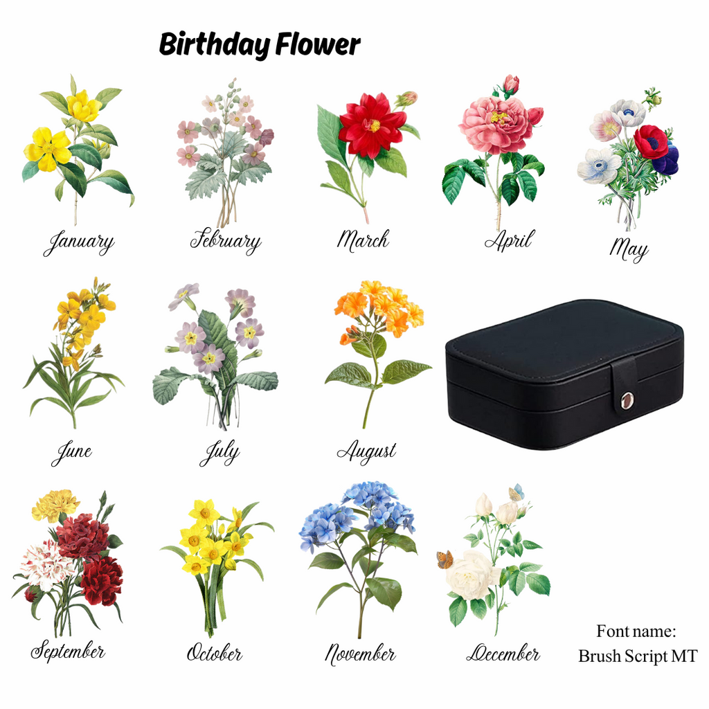 Customised Jewellery Box – Large Capacity Jewelry Organizer with Birthday Flower Print & Name