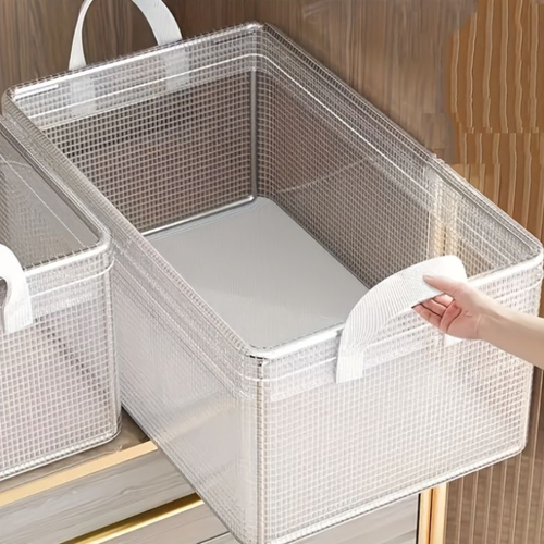 27L Transparent Storage Basket – Large Plastic Organizer for Clothes, Toys, Kitchen & Household Items(Pack of 1)
