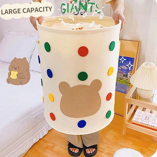 Polka Dot Large Capacity Storage Basket – Felt Storage Organizer for Home & Office (Pack of 1 Pc)