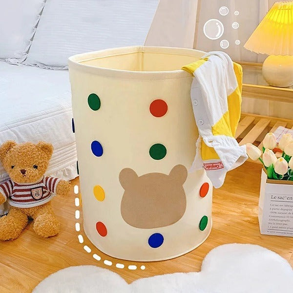 Polka Dot Large Capacity Storage Basket – Felt Storage Organizer for Home & Office (Pack of 1 Pc)